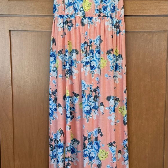 iffei Dresses & Skirts - Mommy & Me XL & 2Y Floral Pink Maxi Dress with Blue Rose Print